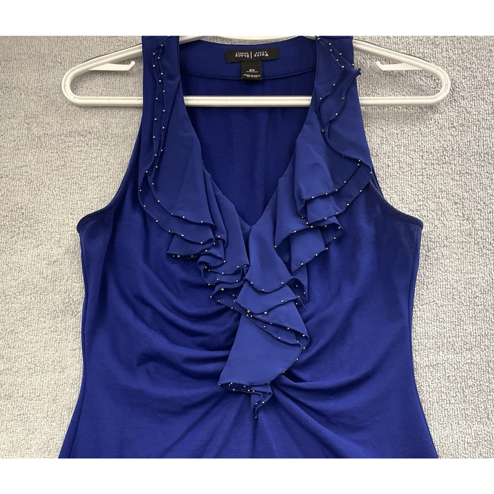 White House Black Market Blue Sleeveless Ruffle Tank Top Size XS Women's